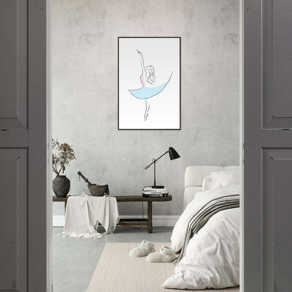 Graceful Dance - Minimalist Ballerina - - Metal Framed Posters