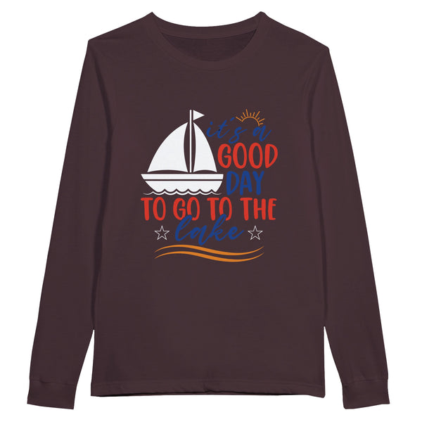 Lake Day Bliss - Good Day to Go to the Lake Longsleeve Tee - Cardinal - Print Material