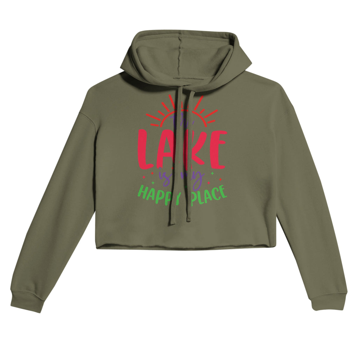 Lakeside Serenity - Your Happy Place Hoodie - Military Green - Hoodies