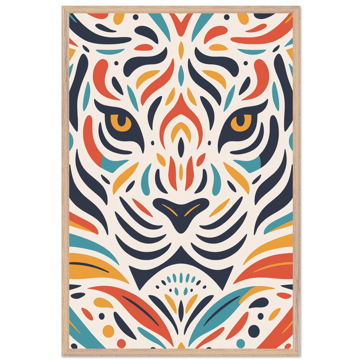 Abstract Tiger Wooden Framed Poster – Bold Art Gift - Wood frame - Wooden Framed Posters