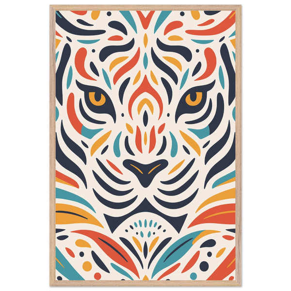 Abstract Tiger Wooden Framed Poster – Bold Art Gift - Wood frame - Wooden Framed Posters