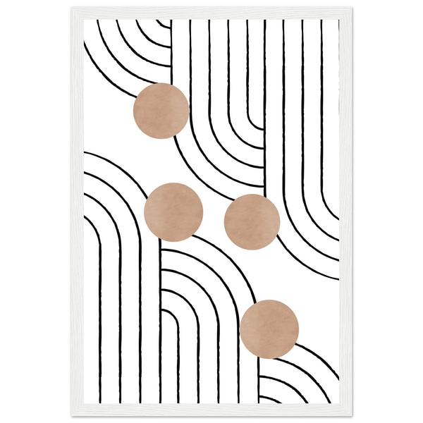 Timeless Elegance - Abstract Line Art with Natural Tones - 30x45 cm 12x18″ White frame - Wooden Framed Posters