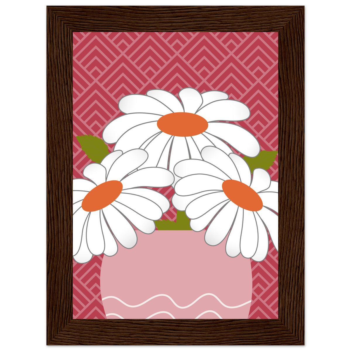 Daisy Dreamscape - Luxurious Wall Art - 13x18 cm 5x7″ Dark wood frame - Wooden Framed Posters