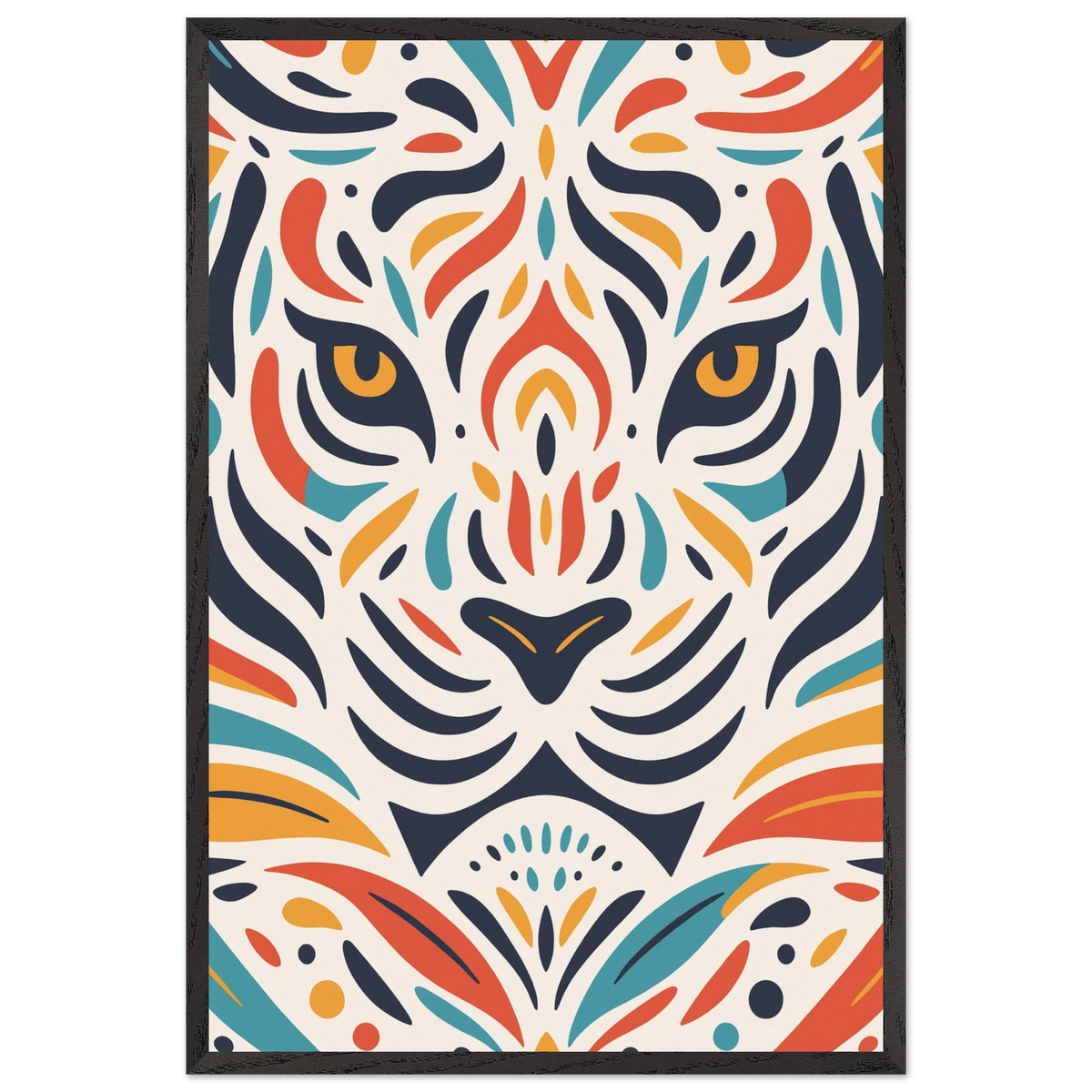 Abstract Tiger Wooden Framed Poster – Bold Art Gift - Black frame - Wooden Framed Posters