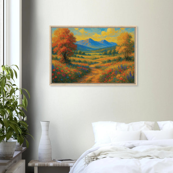 Gift Autumn Peace – Framed Canvas Village Print - Wood frame - Canvas