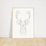 Nature's Grace - Deer Illustration - 50x70 cm 20x28″ Wood frame - Wooden Framed Posters