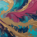 Abstract Elegance - Golden Swirl Collection - - Framed Posters