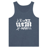 Kindness Command - 'Kill em WITH Kindness' Apparel - Heather Navy - Tank Tops