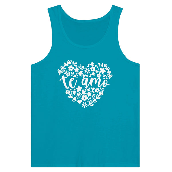 Unconditional Love - 'Te Amo' Heavyweight Tank - Teal - Print Material