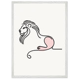 Majestic Serenity - Lion Line Art Poster - 50x70 cm 20x28″ White frame - Wooden Framed Posters