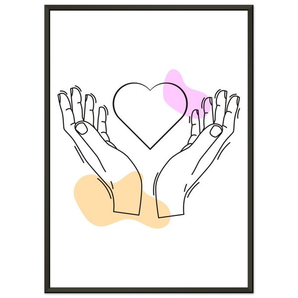 Heartfelt Embrace - Love Line Art Poster - 50x70 cm 20x28″ - Metal Framed Posters