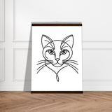 Cat's Gaze - Contemporary Line Art Poster - 45x60 cm 18x24″ Dark wood wall hanger - Posters With Hanger