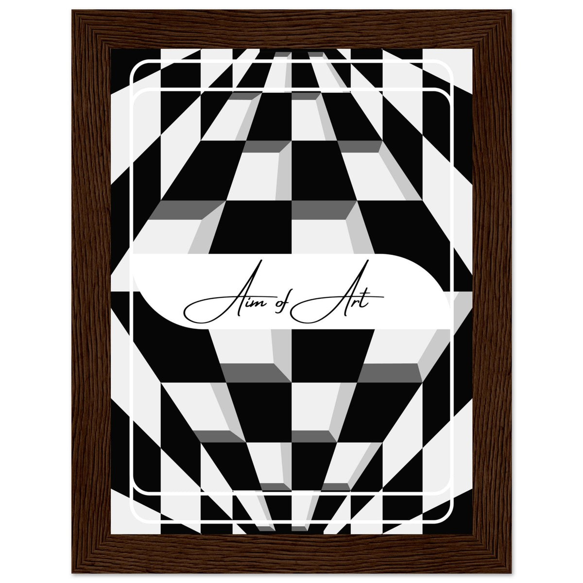 Modern Maze - Aim of Art Illusion - 15x20 cm 6x8″ Dark wood frame - Wooden Framed Posters