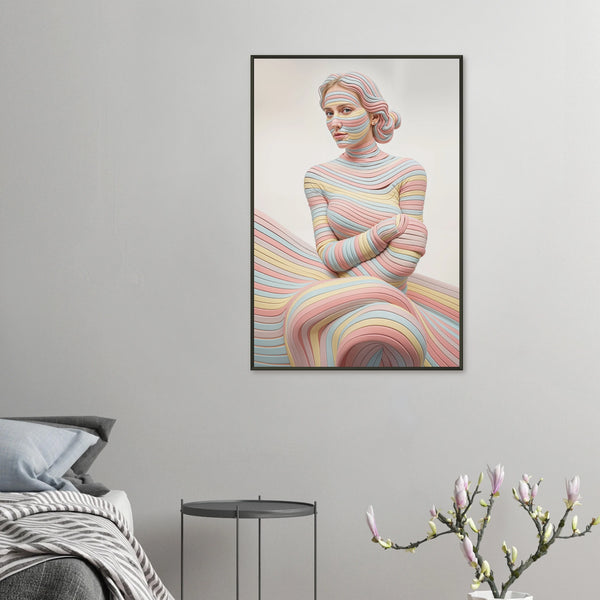 Pastel Layers - Sculpted Serenity Framed Art Print - - Metal Framed Posters