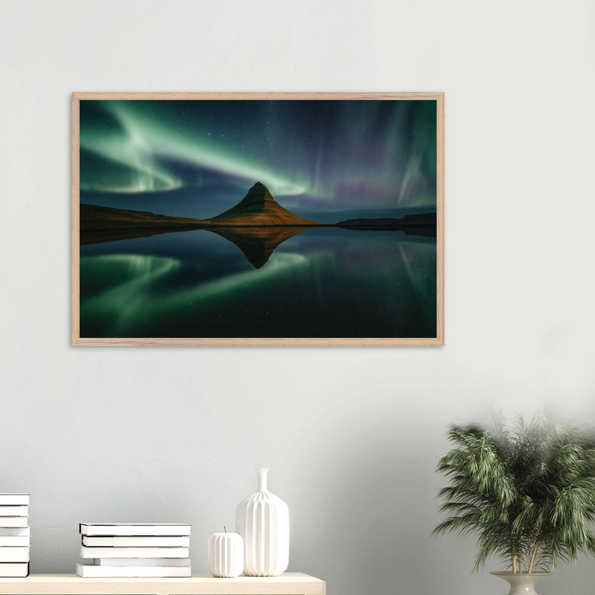 Wooden Framed Poster – Aurora & Mountain Gift - Wood frame - Wooden Framed Posters