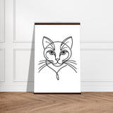 Cat's Gaze - Contemporary Line Art Poster - 60x90 cm 24x36″ Dark wood wall hanger - Posters With Hanger