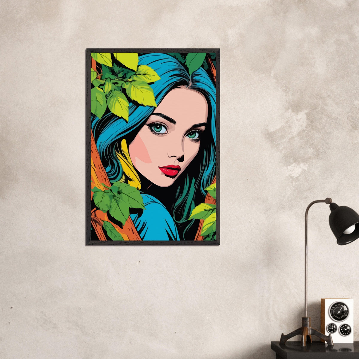 Premium Nature's Elegance - The Blue-Haired Muse - - Wooden Framed Posters