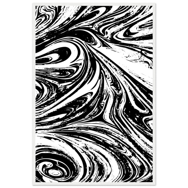 Black & White Swirl - Premium Matte Framed Poster - 60x90 cm 24x36″ White frame - Metal Framed Posters