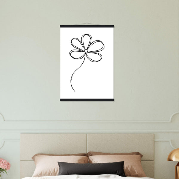 Sophisticated Minimalism - Magnetic Flower Poster - 50x70 cm 20x28″ Black wall hanger - Posters With Hanger