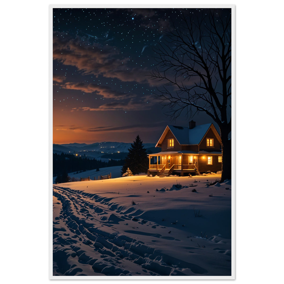 Home Sweet Home - Winter Cabin Poster - - Wooden Framed Posters
