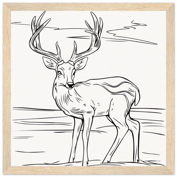 Elegance in Nature - Deer in Line - 30x30 cm 12x12″ Wood frame - Wooden Framed Posters