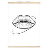 Lips of Expression - Minimalist Art on Premium Poster - 50x70 cm 20x28″ Natural wood wall hanger - Posters With Hanger