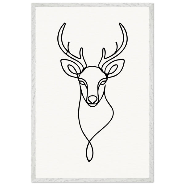 Nature's Outline - Elegant Deer in Wooden Frame - 60x90 cm 24x36″ White frame - Wooden Framed Posters