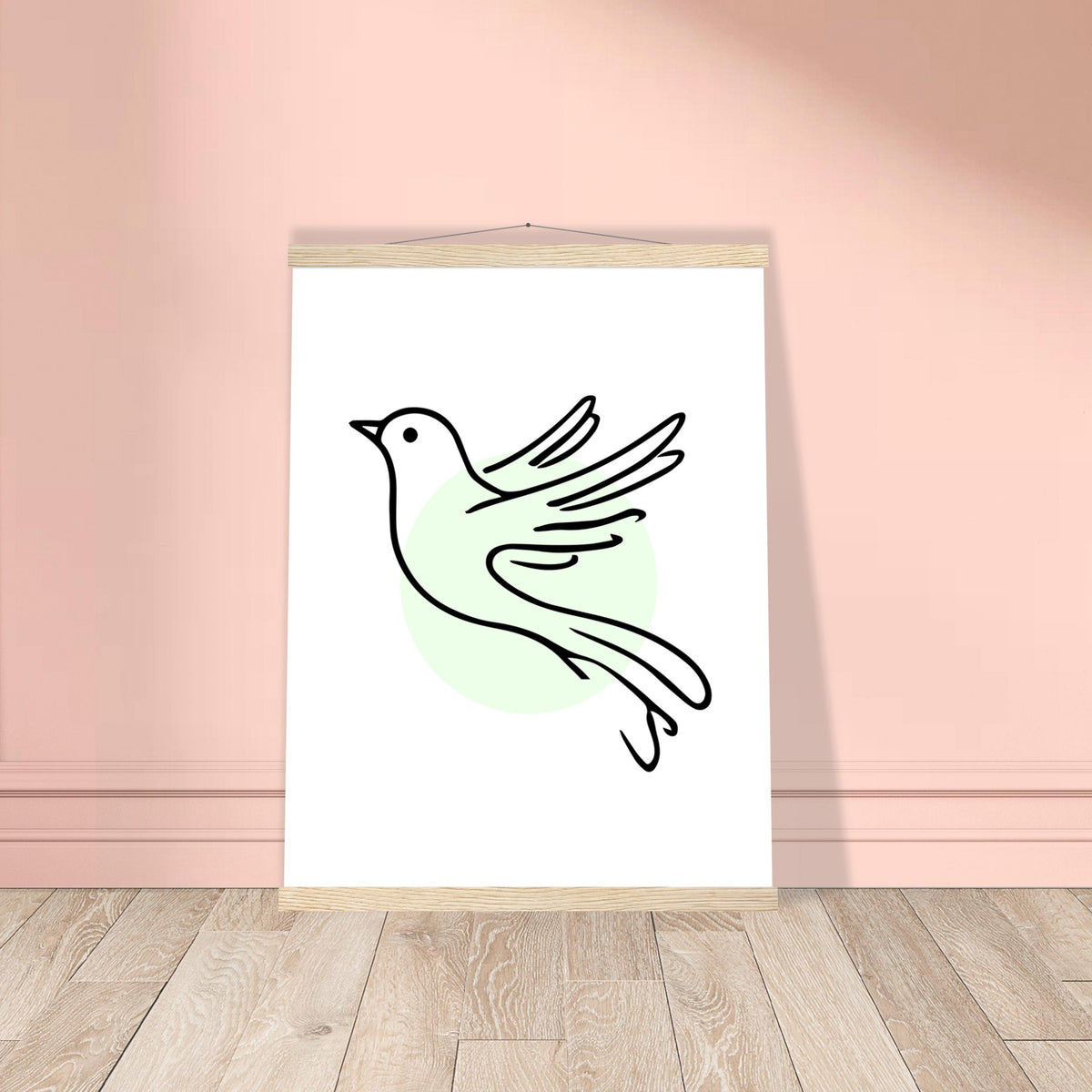 Serene Wings - Bird Art Poster with Magnetic Wooden Hanger - 45x60 cm 18x24″ Natural wood wall hanger - Posters With Hanger