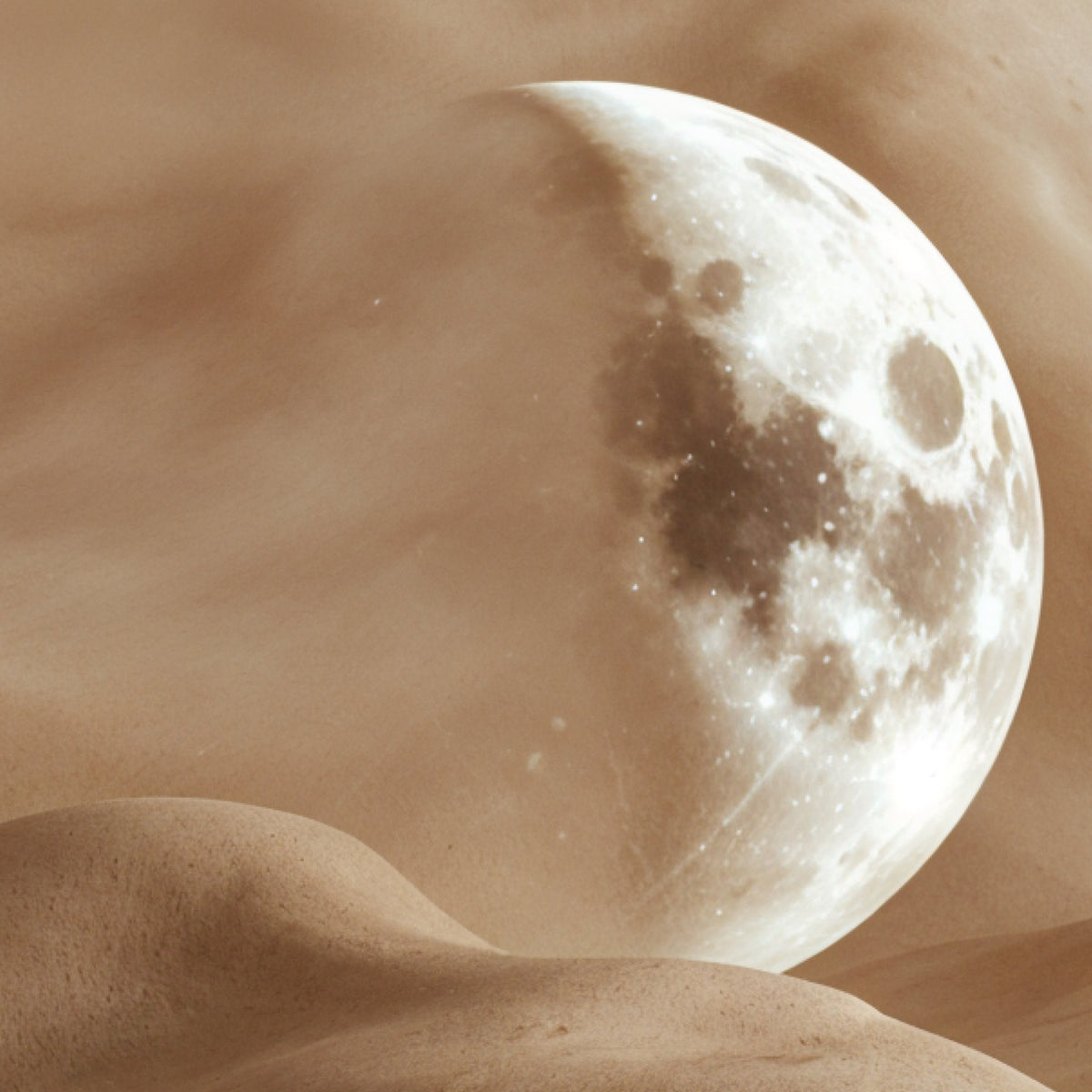 Lunar Mirage - Wooden and Metal Framed Poster - Gold Metal Glossy Photo - Posters, Prints, & Visual Artwork