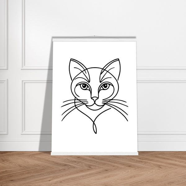 Cat's Gaze - Contemporary Line Art Poster - 60x80 cm 24x32″ White wall hanger - Posters With Hanger