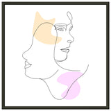 Mirrored Elegance - Artistic Line Faces in Gentle Tones - 50x50 cm 20x20″ - Metal Framed Posters