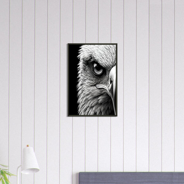Eagle Eye - Monochrome Majesty Framed Poster - 40x60 cm 16x24″ - Metal Framed Posters