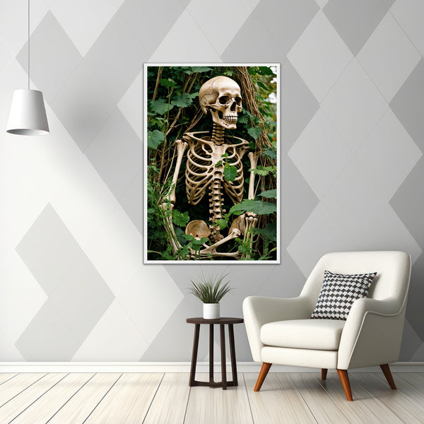 Skeleton Resting in Green - - Framed Posters