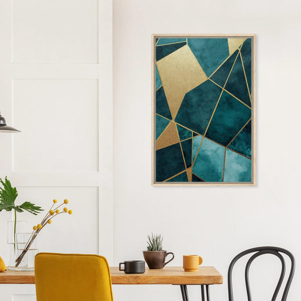 Gift Modern Elegance – Abstract Blue Framed Canvas - Wood frame - Canvas