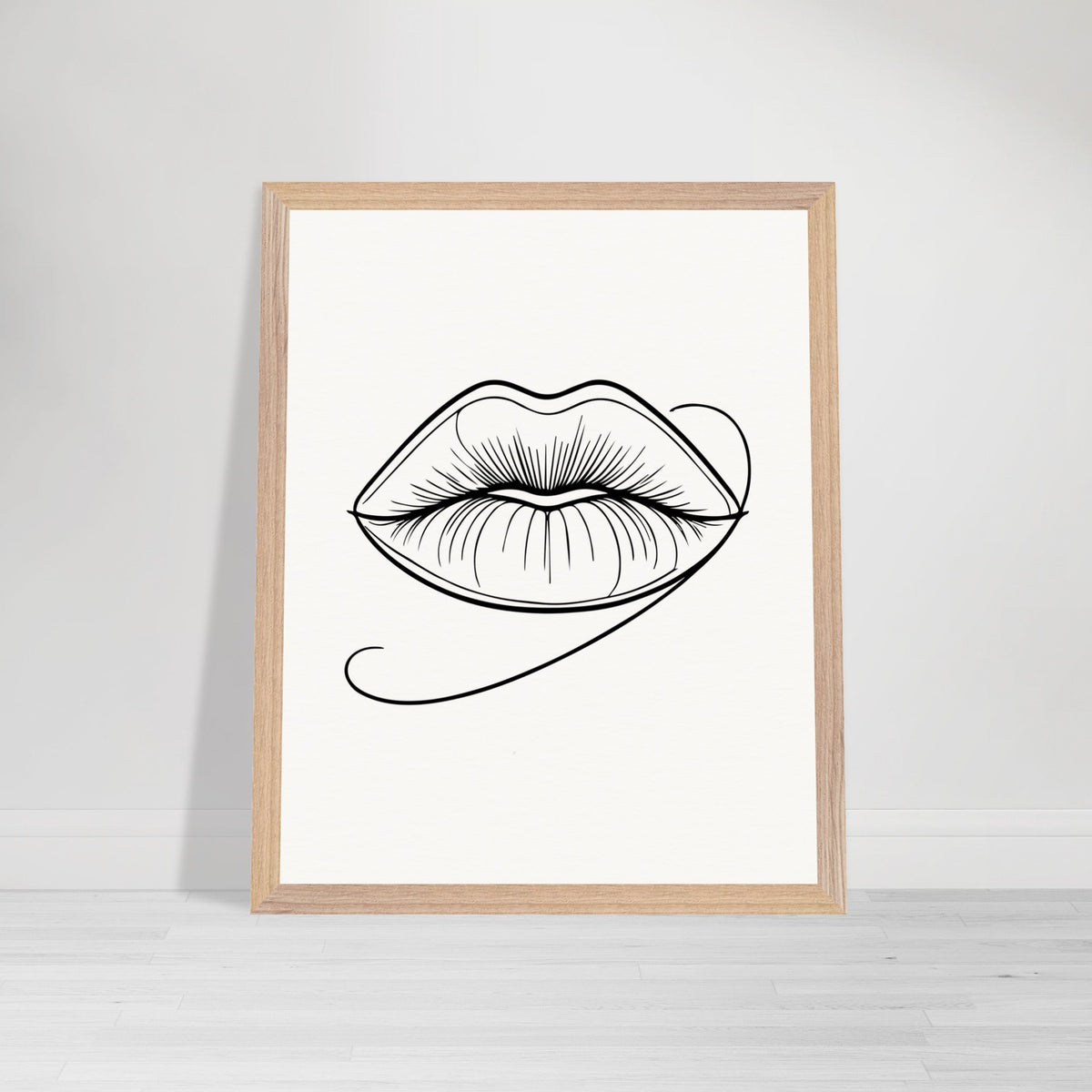 Natural Beauty - Framed Lips Artwork on Matte Paper - 40x50 cm 16x20″ Wood frame - Wooden Framed Posters