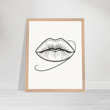 Natural Beauty - Framed Lips Artwork on Matte Paper - 40x50 cm 16x20″ Wood frame - Wooden Framed Posters