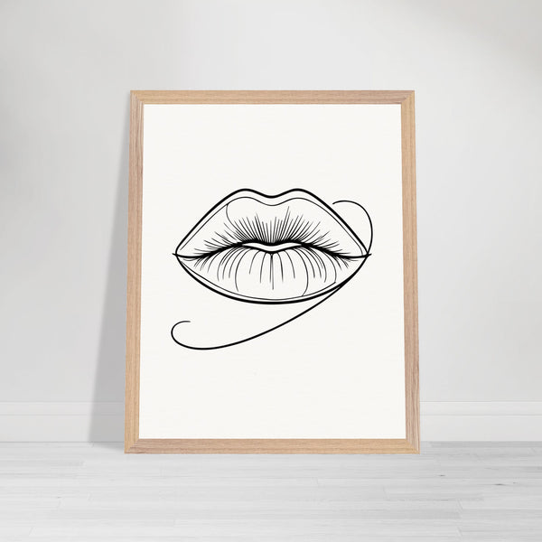 Natural Beauty - Framed Lips Artwork on Matte Paper - 40x50 cm 16x20″ Wood frame - Wooden Framed Posters