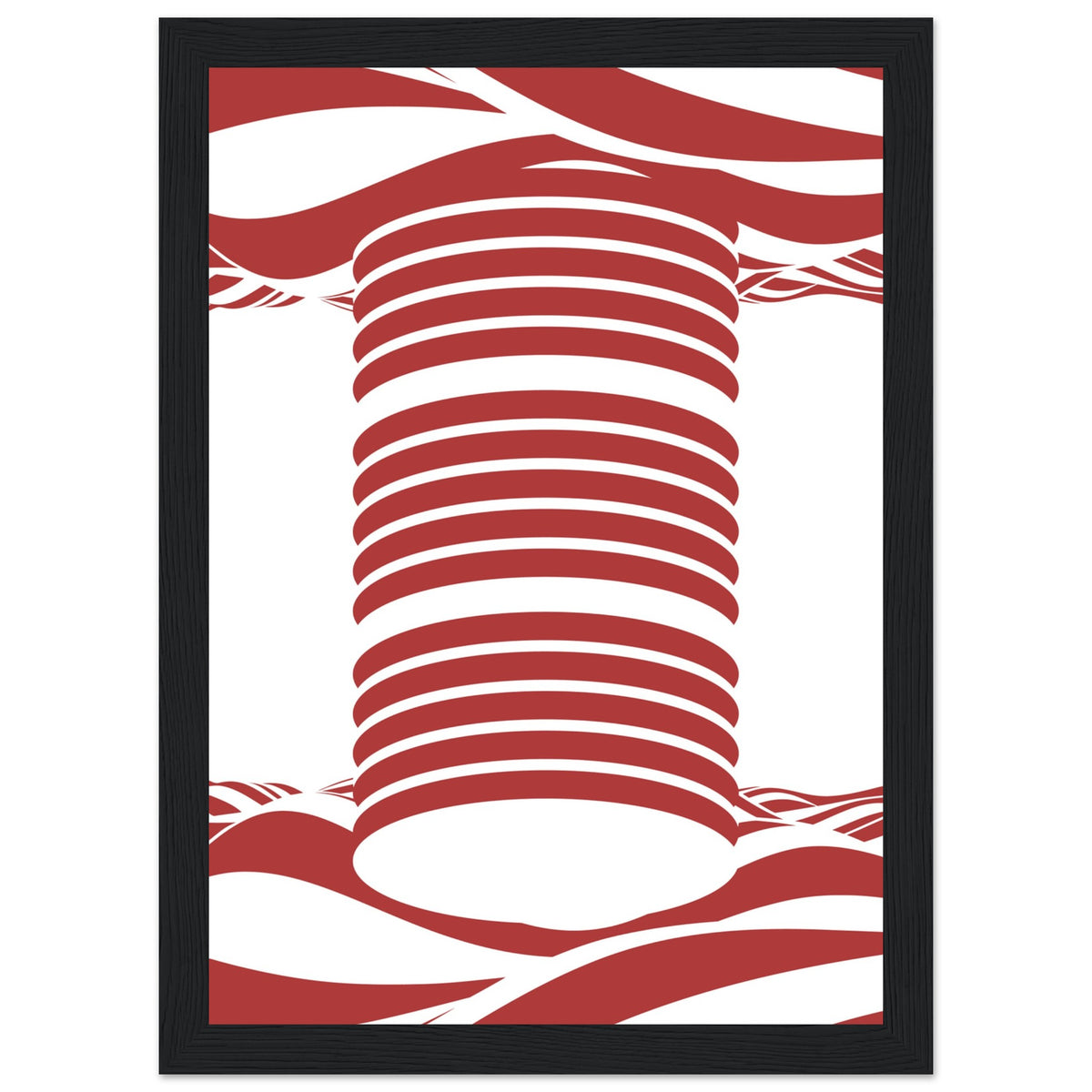 Twist of Elegance - Striking Red & White Art - A4 21x29.7 cm 8x12″ Black frame - Framed Posters