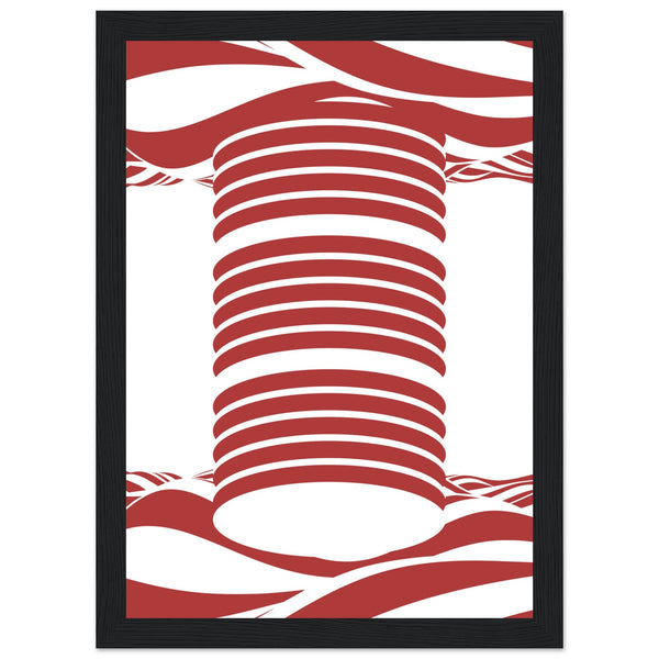 Twist of Elegance - Striking Red & White Art - A4 21x29.7 cm 8x12″ Black frame - Framed Posters