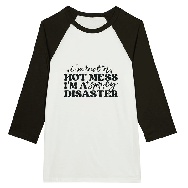 Spicy Disaster Unisex Raglan T-Shirt - White and Black -