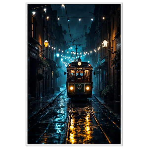 Cobblestone Glow - Urban Travel Art Print - - Wooden Framed Posters
