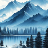 Misty Peaks and Calm Waters - - Framed Posters