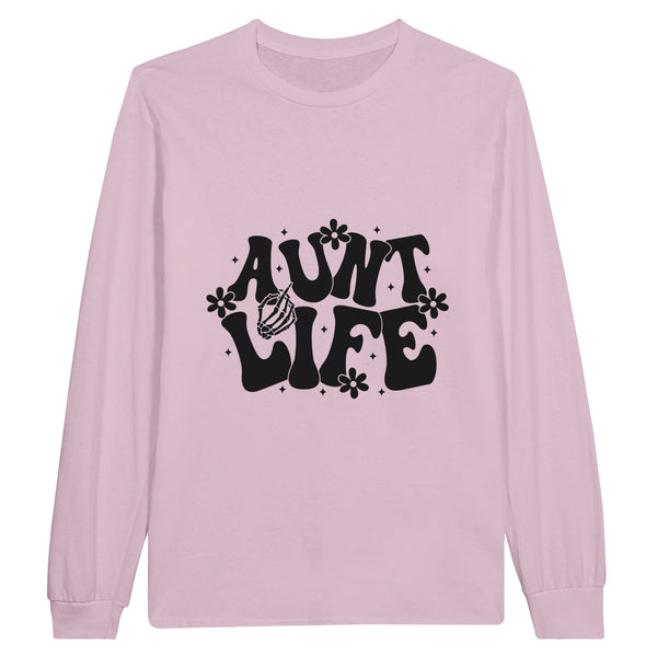 Aunt Life Vibes - Casual Comfort Tee - Light Pink - Long Sleeve T-shirts