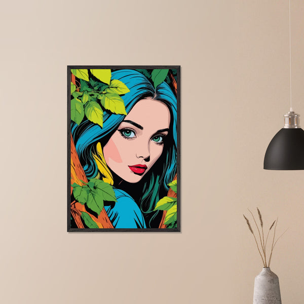 Premium Nature's Elegance - The Blue-Haired Muse - - Wooden Framed Posters