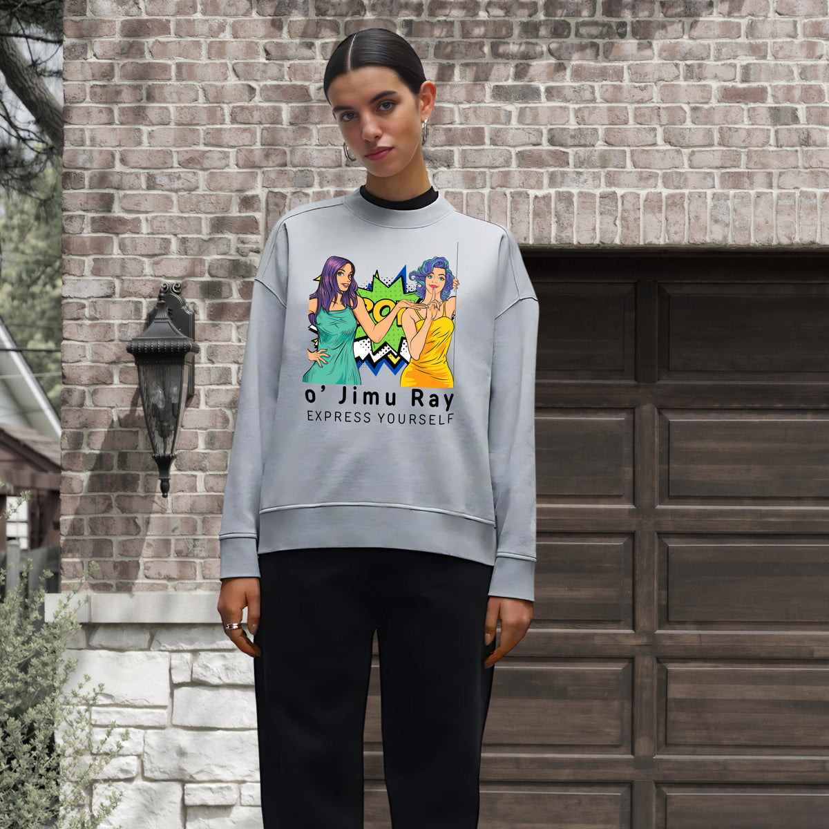 Retro Glam Oversized Sweatshirt - - Sweatshirts