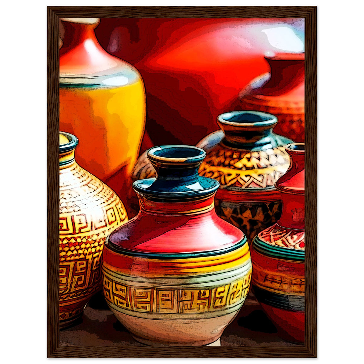 Heritage Hues - Framed Art Masterpiece - 30x40 cm 12x16″ Dark wood frame - Wooden Framed Posters