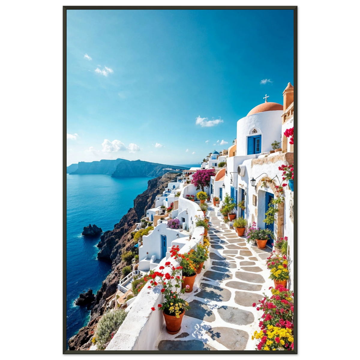 Santorini Serenity – Giftomory Framed Print - Default Title - Metal Framed Posters