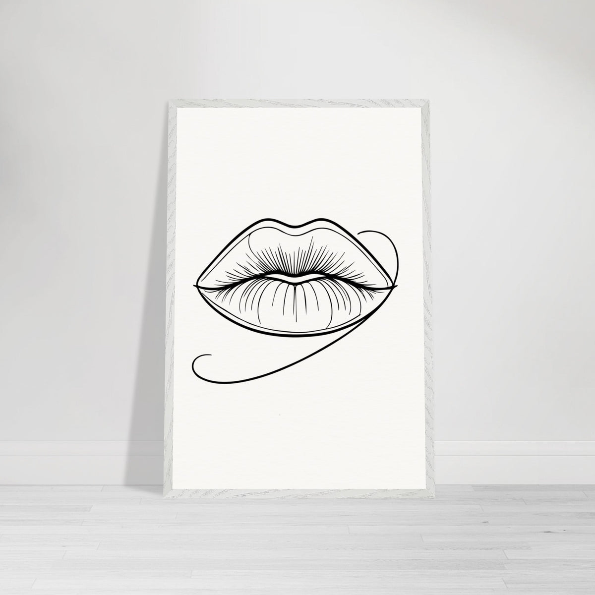 Natural Beauty - Framed Lips Artwork on Matte Paper - 60x90 cm 24x36″ White frame - Wooden Framed Posters