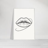 Natural Beauty - Framed Lips Artwork on Matte Paper - 60x90 cm 24x36″ White frame - Wooden Framed Posters