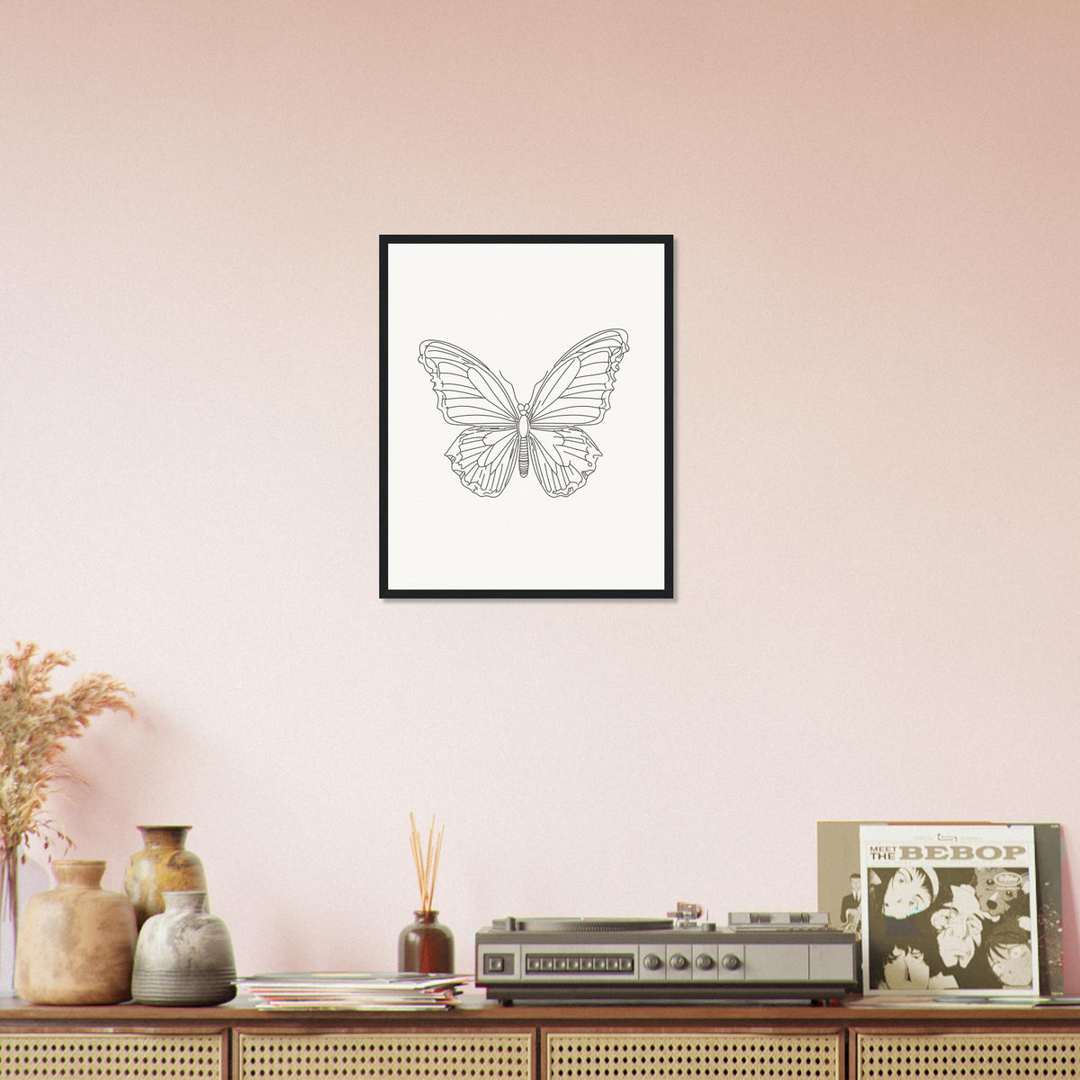 Butterfly Grace - Framed Minimalist Art - - Wooden Framed Posters